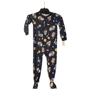 Carters Kids Navy Blue Astronaut Animal Space Rocket Footed Pajamas 4T 2J188610